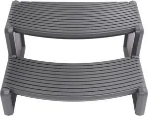 Ecotric  Spa Step Hot Tub 2-Step Universal Outdoor Indoor Step Stool Pool Ladder Plastic Slip Resistant Striped - Dark Gray