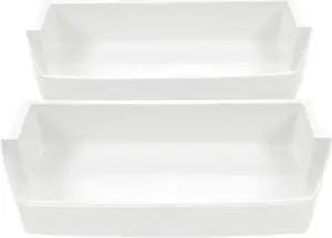 Ecotric Replacement Refrigerator Door Bin Shelf Compatible with Most Roper, Kitchenaid, Kirkland and Whirlpool models Refrigerator Door Bin White - 2 PCS