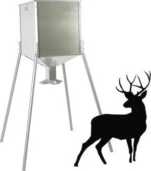 Ecotric 450LB Capacity Big Game Gravity Deer Feeder Galvanized Steel Hunting w/o Foot Kit