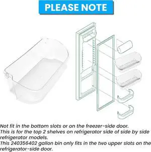 Ecotric 240356402 240430305 Refrigerator Door Bin Shelf Compatible with Frigidaire Refrigerator Door Shelf Clear Bin 240356407 AH430122 EA430122 PS430122 Replacement only (2Pcs Clear)