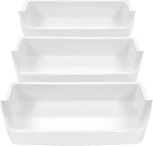 Ecotric 2187172 Replacement Refrigerator Door Bin Shelf Compatible with Most Roper, Kitchenaid, Kirkland and Whirlpool models Refrigerator Door Bin White - 3 PCS