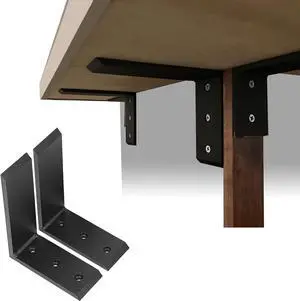 Ecotric 2Pcs Heavy Duty Black Steel 6"x8" Countertop Support Brackets Corbel Lot L Shelf for Table Bench, Bar Tops, Cabinetry, Shelves and DIY 500 LBS