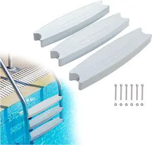 Ecotric 18" Universal Pool Ladder Steps Replacement, 300 lbs Weight Capacity Heavy-Duty Molded Plastic Swimming Pool Ladder Rung Step 3Pcs