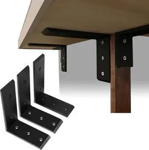 Ecotric 3Pcs Countertop Support Brackets 8 x 6 inches Corbel Lot L Shelf for Table Bench, Bar Tops, Cabinetry, Shelves and DIY 500 LBS Heavy Duty Black Steel L6 x H 8" x W 2.5"
