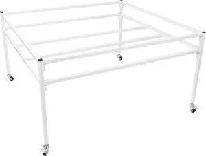Ecotric 4' x 4' Rolling Flood Table Stand Fit All Popular Brand (ID) Trays and Reservoirs for Hydroponic Germination Trays w/ 2 Swivel Caster Wheels Tool-free Steel Powder Coated White Bracket