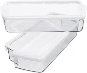 Ecotric W10321304 WPW10321304 AP6019471 Refrigerator Door Shelf Compatible with Whirlpool Refrigerator 2171046 2171047 2179574 PS11752778 Replacement only PC Plastic Clear Door Bin Shelf -2 PCS