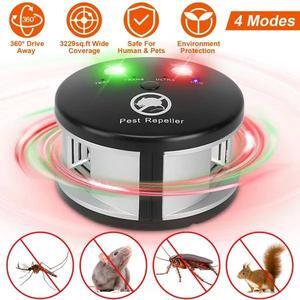 360° Ultrasonic Pest Repeller Electronic Plug-in Pest Control Mouse Chaser Blocker Repellent Deterrent with Pressure Wave & Ultrasonic Sound for Indoor Use