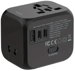 Foldable European Travel Plug Adapter  Universal Type C Adapter for 180+ Countries, Compact & Essential for International Travel