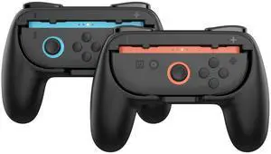 GAMFAMI Grip for Nintendo Switch Joy-C on, [Ergonomic Design] Wear-Resistant Comfort Game Controller Handle Kit for Nintendo Switch 2 JoyC on (2-Pack) (Pure Black)