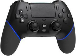 Wireless Controller with Hall Joystick for PS4,Pro,Slim - Wireless Controller with Built-in Speakers/Precise Joysticks/Turbo/Advanced Buttons Programming, and 1000mAh Rechargeable Battery (Black Blue)