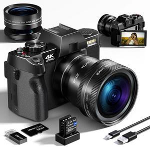 4K Digital Cameras for Photography 48MP Video Camera for Vlogging, WiFi & App Control, YouTube Vlogging Camera with 32GB TF Card
