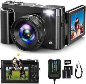 4K Digital Camera for Photography 48MP Autofocus Vlogging Cameras 16X Digital Zoom for Youtube with 32GB Card
