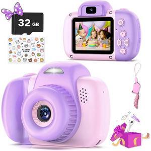 Kids Camera, 1080P Toddler Children Digital Video Cameras for Girls Boys, Pink Purple