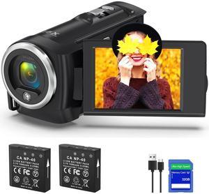 Video Camera for Youtube Camcorder Film Camera QHD 2.7K 50MP Vlogging Digital Camera with 32GB Card and 2 Batteries