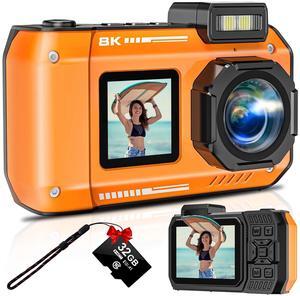Digital Camera 8K 70MP Autofocus Rugged Dustproof Shockproof Waterproof Camera with 32GB Card
