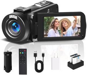 Video Camera Camcorder Full HD 1080P 24MP IR Night Vision Vlogging Camera for YouTube 18X Digital Zoom 3.0 Inch 270 Degree Rotation Touch Screen with Tripod & Battery