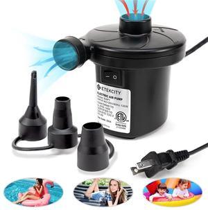 Quick Electric Air Mattress Pump, Electric Pump for Inflatables Inflator Deflator with 3 Nozzles for Airbed Air Mattress Swimming Pool Inflatable Couch, Black