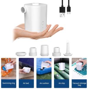 2500mAh Battery Rechargeable Electric Air Pump with 5 Nozzles Quickly Inflation/Deflation Portable Swimming Rings Air Mattress Pump for Outdoor