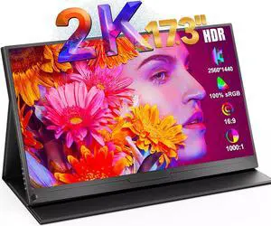 UPERFECT 17.3" 2K Type-C HDMI Screen Display Portable Monitor 1440p HDR HDMI + Leather Cover