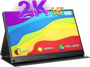 UPERFECT 2K Portable Monitor 16" 2560*1600 QHD Freesync Display 400Nit 1500:1 W/VESA Mout