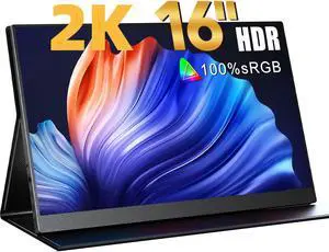 Portable Monitor 16inch 2560x1440 100% sRGB Flicker Free HDR Eye Care Gaming Display