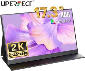 UPERFECT Portable Monitor 17.3" 2K 2560*1440 100% sRGB HDR Lightweight Frameless USB C