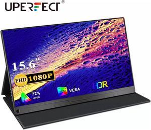 UPERFECT Portable Monitor, 15.6" 1080P FHD 350 Nits Brightness Computer Display HDMI USB Type-C with Speakers for Laptop PC Cellphone Xbox