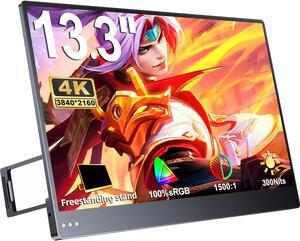 UPERFECT 4K Monitor 13.3 Inch 3840x2160 Portable Monitor 4K Gaming Monitor USB C Screen UHD Travel Monitor w/Satnd & Speakers