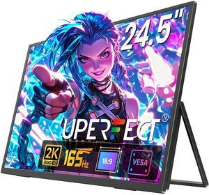 UPERFECT 24.5" 2K QHD 165Hz FreeSync IPS HDR Gaming Portable Monitor with USB-C, HDMI, VESA Mount & 180° Adjustable Stand Perfect for Laptops, Switch, Phones