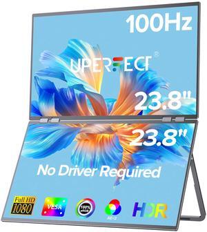 UPERFECT Delta 23.8" 100Hz Dual Monitor Portable Screen Extender with 1080P HDR, 360° Folding, VESA Mount for Laptop, PC, Phone, Game Console (No Driver Needed)