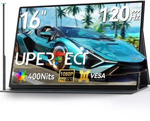 UPERFECT 16" 120Hz Portable Gaming Monitor with HDR, 400 Nits, 1080P IPS, Ultra-Slim Aluminum Design, VESA & Smart Cover - Ultimate Travel Companion