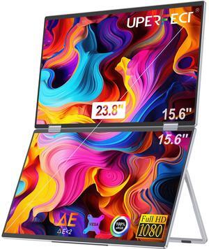 UPERFECT Delta 15.6" Dual Monitor Portable Monitor for Laptop Screen Extender 1080P HDR 360° Folding Stacked Triple Monitor with Stand for Laptop PC Phone Game Console