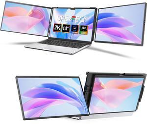 UPERFECT 2K 14" 360° Swivel Hinge Laptop Screen Extender, QHD IPS Portable Dual Monitor for 13.3"-17.3" Laptops - Plug & Play with Mac, Win, Android