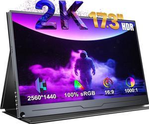 UPERFECT 17.3" 2K HDR Portable Monitor with Built-in Speakers USB-C HDMI 100% sRGB Aluminum Body & VESA Mountable