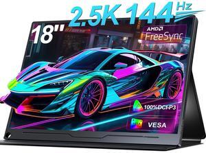 UPERFECT 2K 144Hz Portable Gaming Monitor 18" 100% DCI-P3, FreeSync, HDR, VESA Mount, Eye-Care