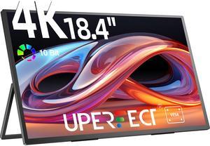 UPERFECT Portable Monitor 18.4" 4K 60Hz 10-Bit HDR IPS Gaming Monitor with VESA, 180° Adjustable Stand, Ultra-Slim & Lightweight Frameless Design, FreeSync, Portable Travel Second Monitor for Laptops
