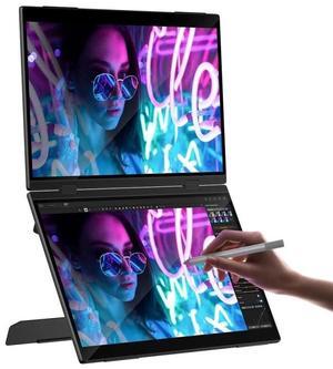 UPERFECT 16" 2.5K Delta Pro Touch Dual Monitor with Touch Pen: One-Line Setup, Capacitive Pen Support & Ergonomic Stacking Stand