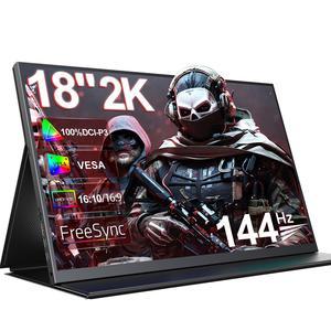 UPERFECT UGame K118 18" 2K 144Hz Portable Gaming Monitor with 100% DCI-P3, FreeSync, HDR, VESA Mount, and Eye-Care Features