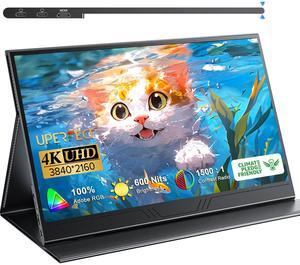 UPERFECT True 4K Portable Monitor, 15.6" UHD IPS 3840x2160, 600 Nits Brightness, 100% AdobeRGB, USB-C, HDMI, OTG, HDR, FreeSync, Dual Speakers, Arch Metal Frame, Smart Case Included