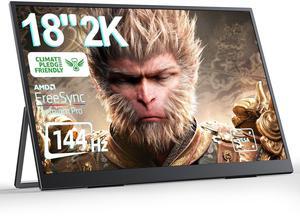 UPERFECT 18" 2K 144Hz 100% DCI-P3 500Nits Portable Gaming Monitor with VESA, Stand, FreeSync & HDR - Ultra-Slim & Lightweight Frameless Display