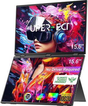 UPERFECT Delta 15.6" Dual Monitor Portable Monitor for Laptop Screen Extender 1080P HDR 360° Folding Stacked Triple Monitor with Stand for Laptop PC Phone Game Console