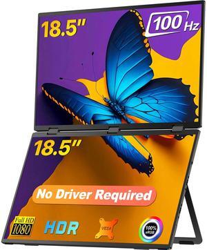 UPERFECT 18.5" 100Hz Dual Monitor Portable Laptop Screen Extender with HDR, 360° Folding, VESA & Stand for Laptop, PC, Phone, Game Console (Plug & Play, No Driver Needed)