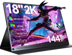 UPERFECT 144 Hz Gaming Monitor 2560 x 1600 HDR Portable Monitor Narrow Border, Frosted Monitor Plug and Play, Widely Compatible With Housing and Integrated Speakers