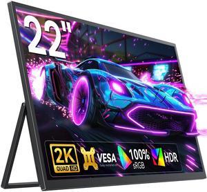 UPERFECT 22" QHD 2560x1440 Portable Monitor 2K FreeSync IPS HDR Gaming Display with 180° Adjustable Stand USB-C & HDMI for Laptop, Switch, Phone