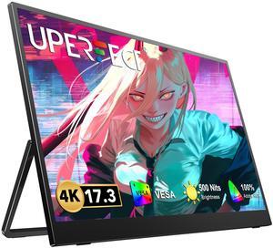 UPERFECT 17.3" 4K UHD Portable Monitor with 100% AdobeRGB, 500 Nits, FreeSync, HDR, Dual Type-C, HDMI, Eye Care, VESA, Smart Cover - For Laptops, PCs, Phones