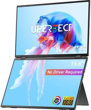 UPERFECT Delta 15.6" Dual Monitor Portable Monitor for Laptop Screen Extender 1080P HDR 360° Folding Stacked Triple Monitor with Stand for Laptop PC Phone Game Console