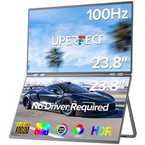 UPERFECT Delta 23.8" 100Hz Dual Monitor Portable Screen Extender with 1080P HDR, 360° Folding, VESA Mount for Laptop, PC, Phone, Game Console (No Driver Needed)