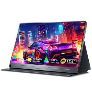 UPERFECT 15.6" 4K UHD FreeSync Monitor with 100% AdobeRGB, 450 Nits Brightness, Dual Type-C, HDMI, VESA Mount & Smart Case