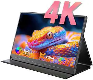 UPERFECT 15.6" 4K UHD FreeSync Monitor with 100% AdobeRGB, 450 Nits Brightness, Dual Type-C, HDMI, VESA Mount & Smart Case