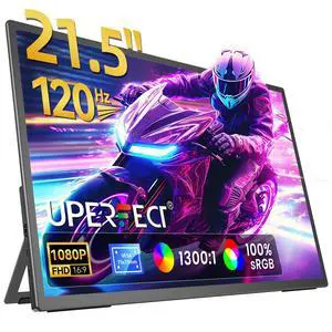UPERFECT 21.5" 120Hz Portable Monitor with Kickstand & VESA Large Portable Gaming Monitor with HDMI Type C, External Portable Monitor for Laptops, Steamdeck, MacBook, Phones, Mini PC